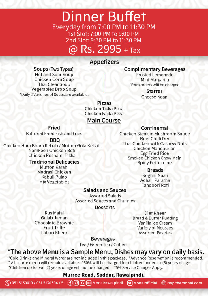 Monal Rawalpindi DINNER Buffet